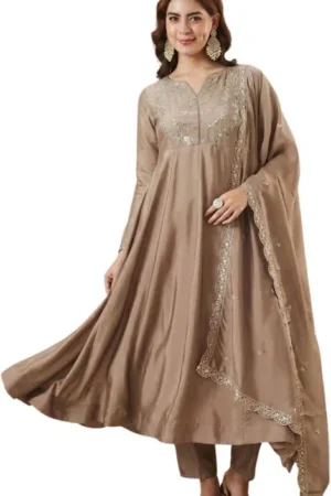 Embroidered Silk Anarkali Suit Set